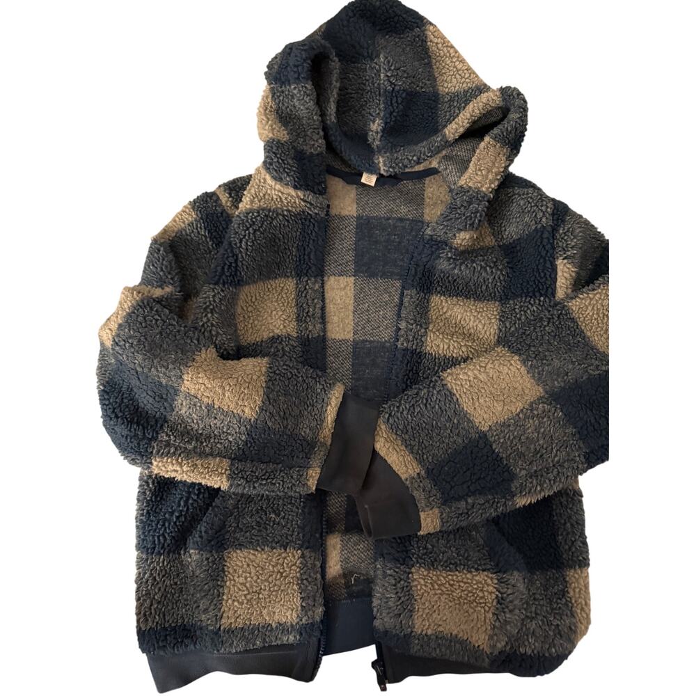 Tea Collection blue plaid zip jacket size 8-10